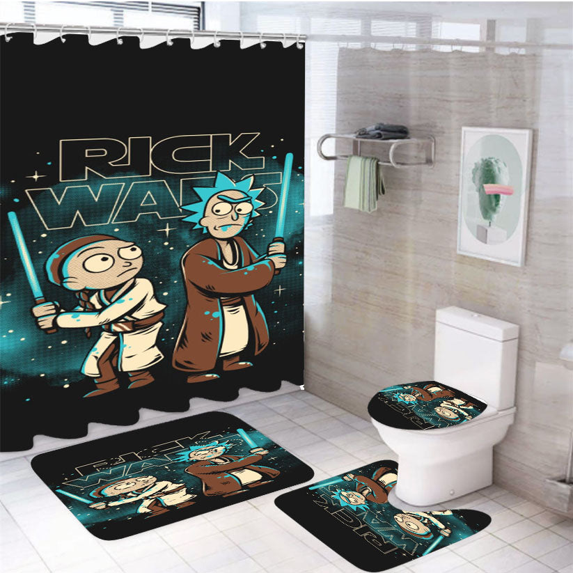Rick Wars 4Pcs Bathroom Set Shower Curtain