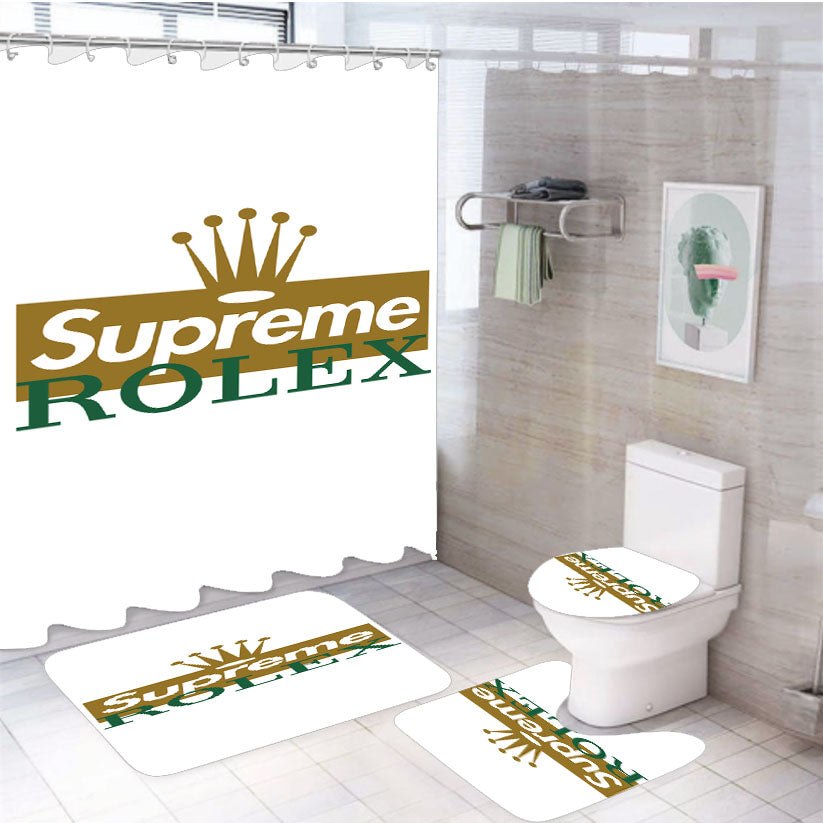 Rolex Supreme 4Pcs Bathroom Set Shower Curtain