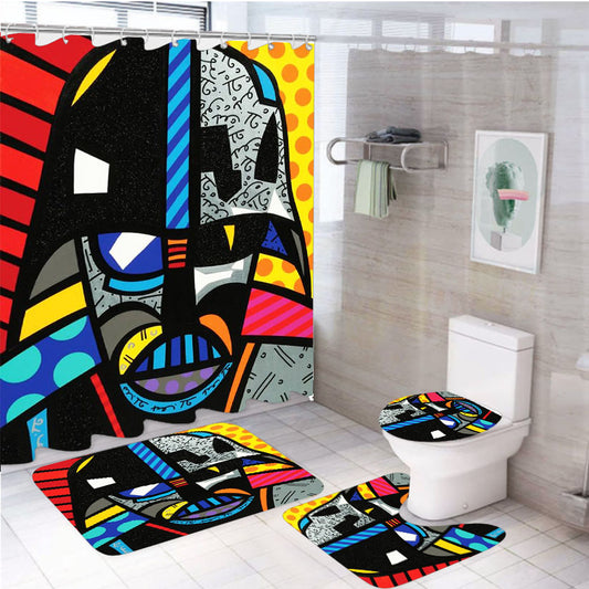 Romero Britto Darth Vader Star Wars Wallpaper 4Pcs Bathroom Set Shower Curtain