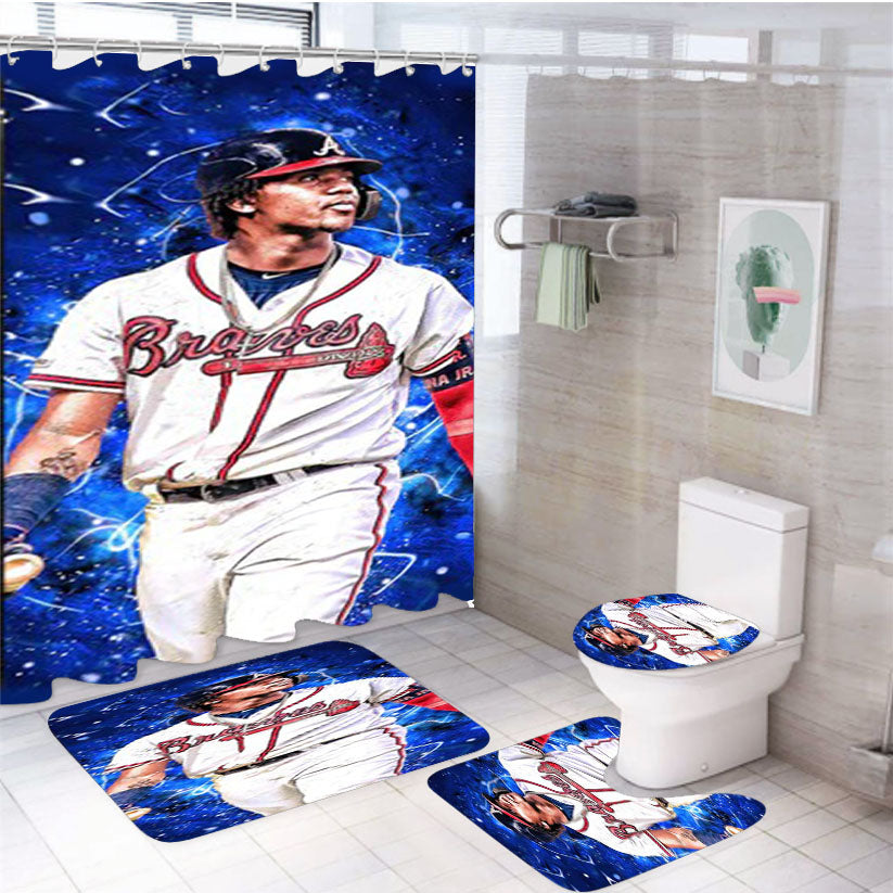 Ronald Acuna Jr Atlanta Braves Baseball 4Pcs Bathroom Set Shower Curtain