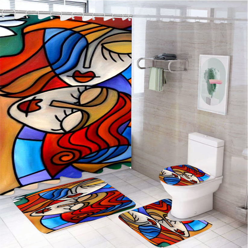 Salvador Dali Painting Art 4Pcs Bathroom Set Shower Curtain