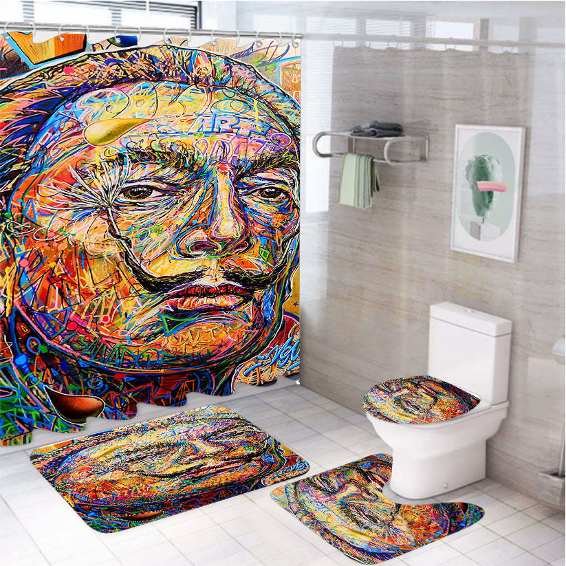 Salvador Dali Potrait 4Pcs Bathroom Set Shower Curtain