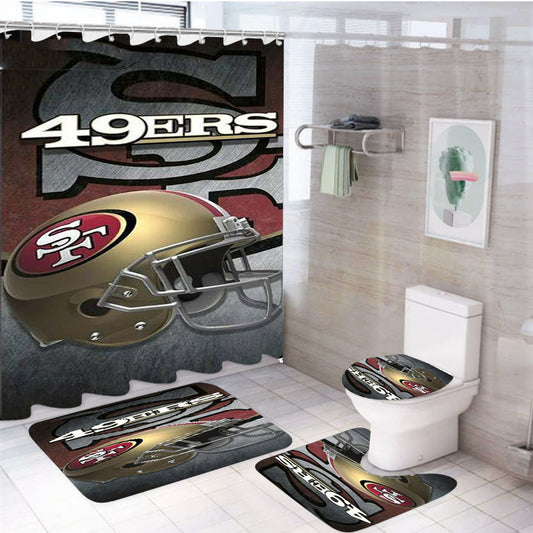 San Francisco 49Ers Helmet 4Pcs Bathroom Set Shower Curtain
