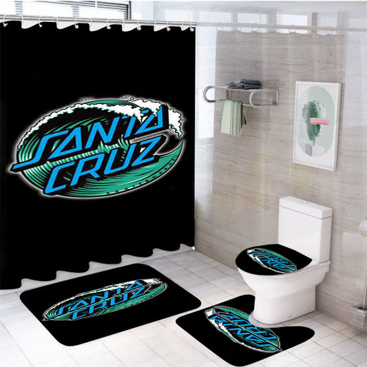 Santa Cruz Skateboard Logo 4Pcs Bathroom Set Shower Curtain