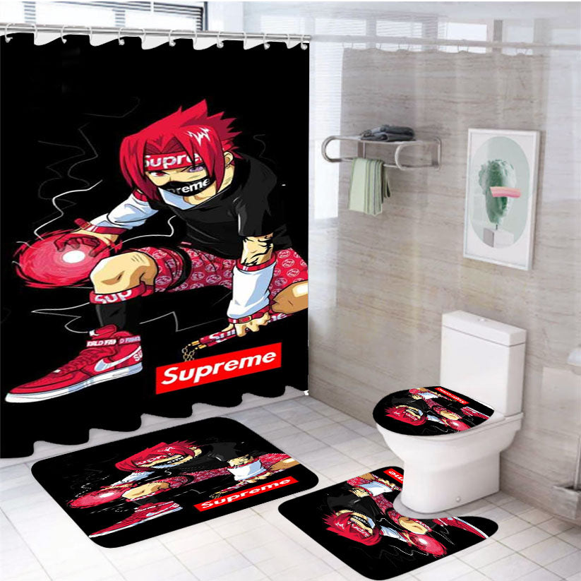 Sasuke X Supreme 4Pcs Bathroom Set Shower Curtain