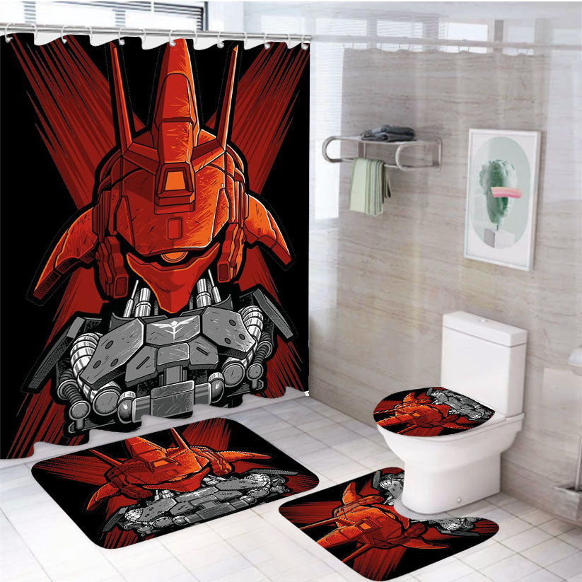 Sazabi Gundam Mecha 4Pcs Bathroom Set Shower Curtain