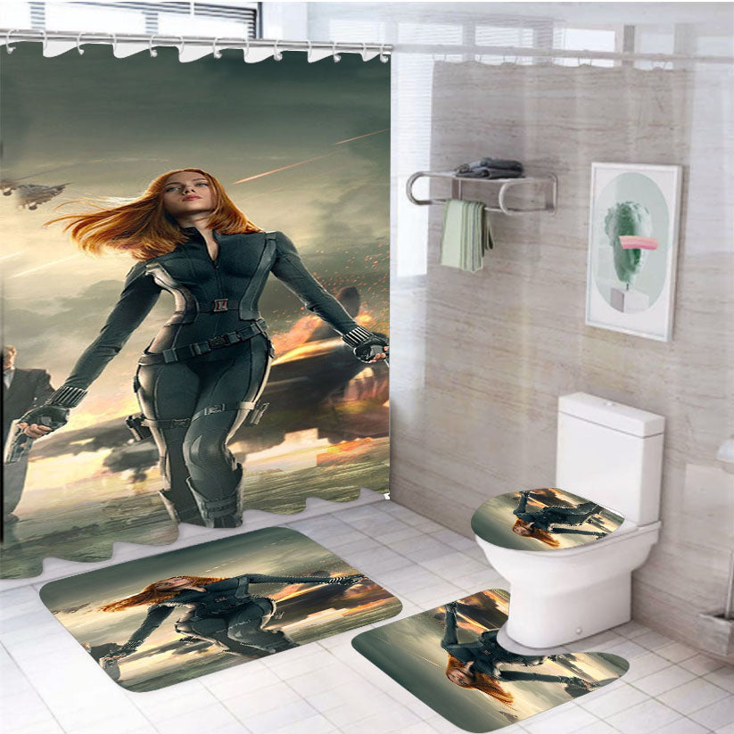 Scarlett Johansson Captain America 4Pcs Bathroom Set Shower Curtain