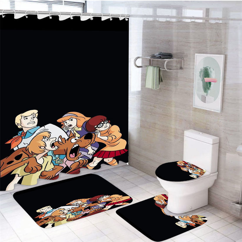 Scary Club Scooby Doo And Friend 4Pcs Bathroom Set Shower Curtain