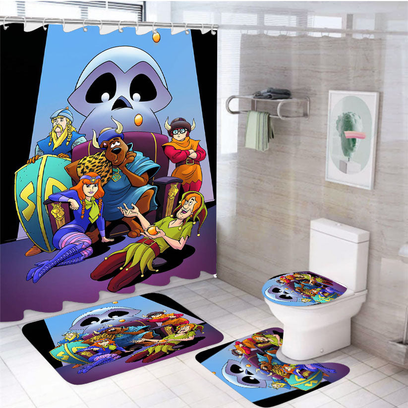 Scooby Doo And Mystery King Team 4Pcs Bathroom Set Shower Curtain