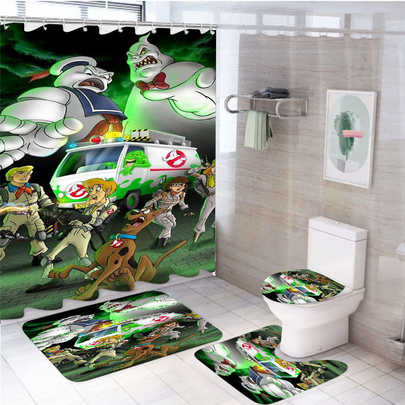 Scooby Doo Ghostbuster Style 4Pcs Bathroom Set Shower Curtain