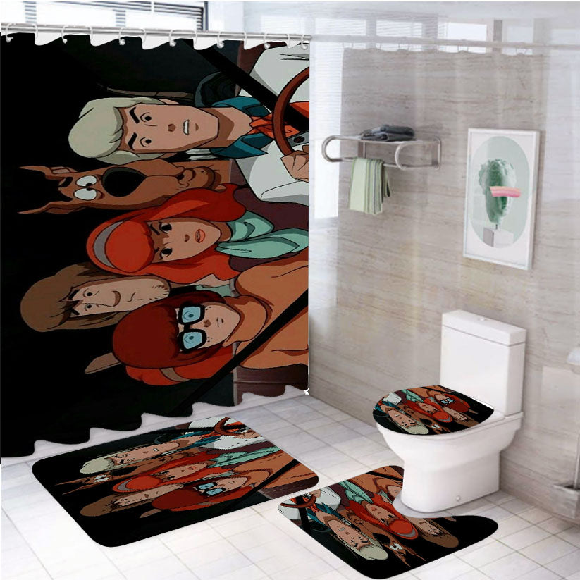 Scooby Doo Mystery Car Aesthetic 4Pcs Bathroom Set Shower Curtain