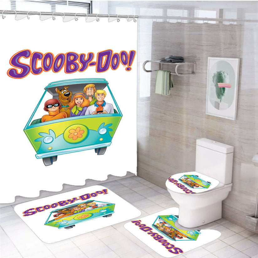 Scooby Doo Mystery Car Logo 4Pcs Bathroom Set Shower Curtain