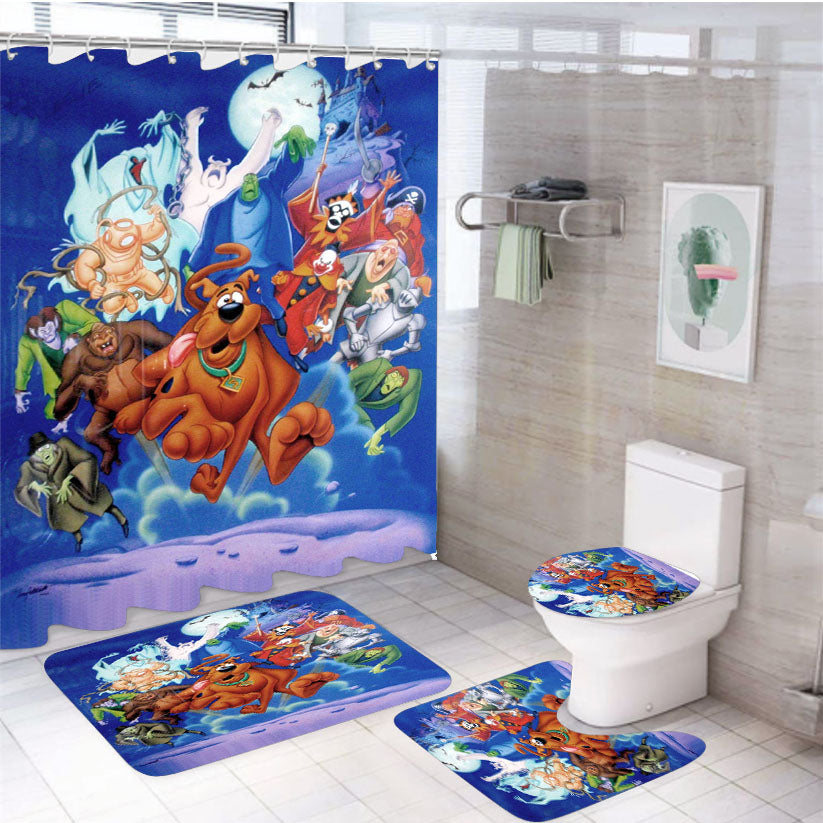 Scooby Doo Where Are You Poster 4Pcs Bathroom Set Shower Curtain