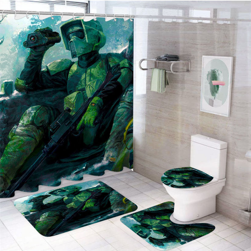 Scout Trooper Star Wars 4Pcs Bathroom Set Shower Curtain