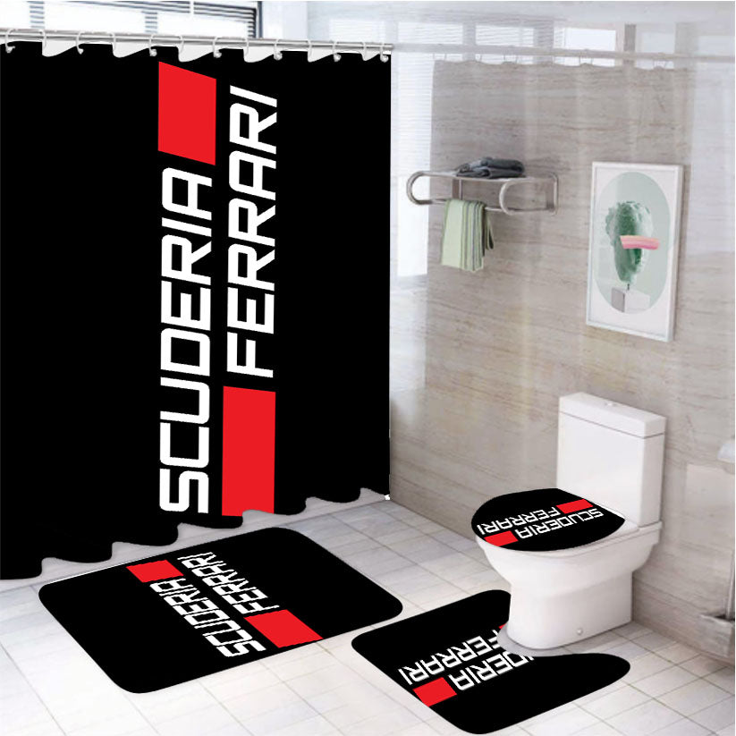 Scuderia Ferrari 4Pcs Bathroom Set Shower Curtain