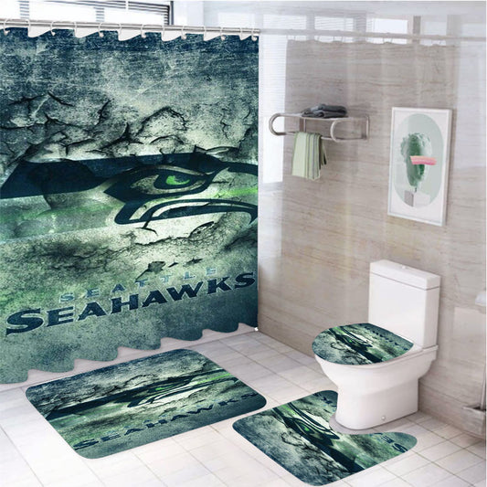 Seattle Seahawks 4Pcs Bathroom Set Shower Curtain