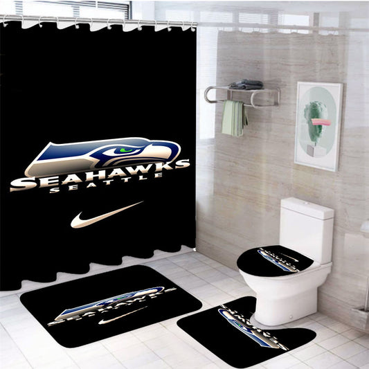 Seattle Seahawks Nfl New 4Pcs Bathroom Set Shower Curtain