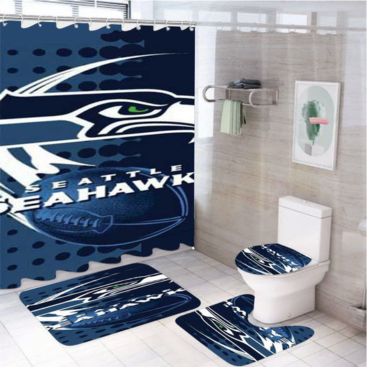 Seattle Seahawks Over Dots 4Pcs Bathroom Set Shower Curtain