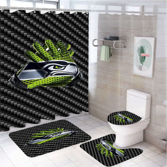 Seattle Seahawks Super Bowl 48 4Pcs Bathroom Set Shower Curtain