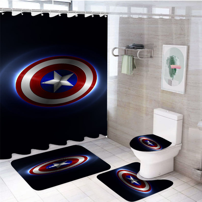 Shield Captain America 4Pcs Bathroom Set Shower Curtain
