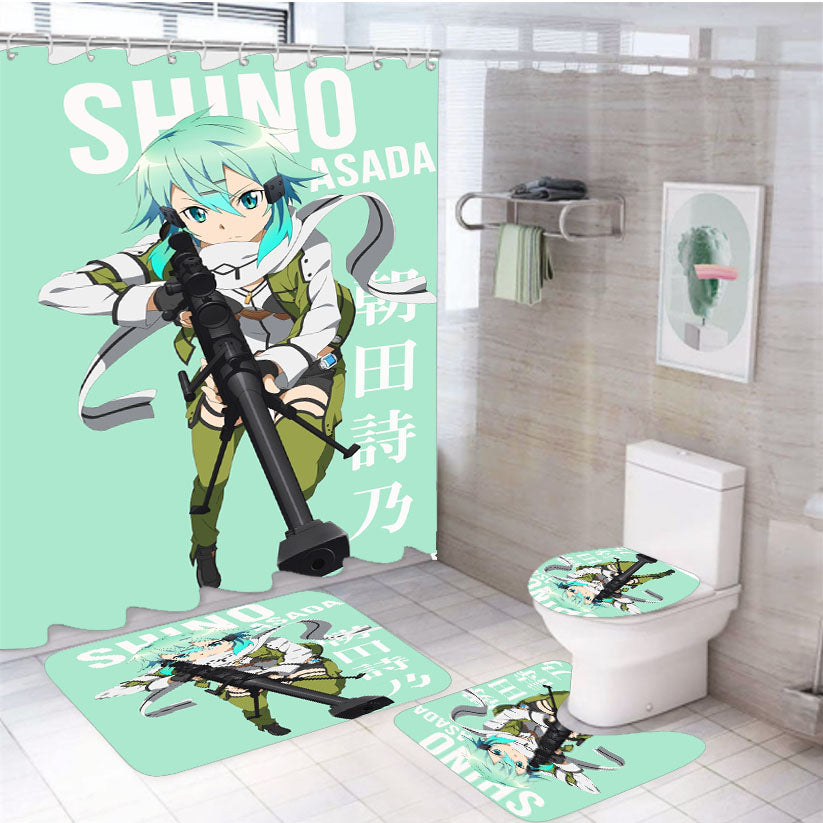 Shino Asada Sword Art Online Anime 4Pcs Bathroom Set Shower Curtain