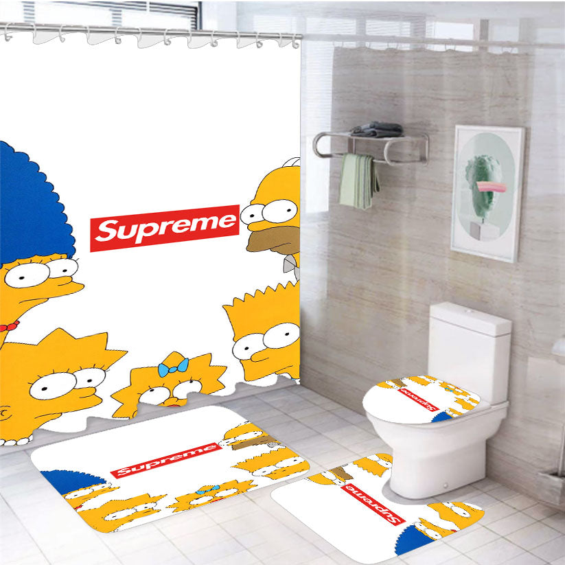 Simpson Family Supreme White 4Pcs Bathroom Set Shower Curtain