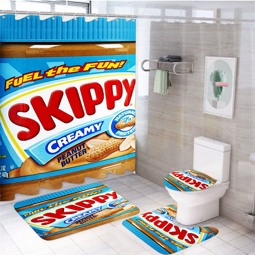 Skippy Creamy Peanut Butter 4Pcs Bathroom Set Shower Curtain