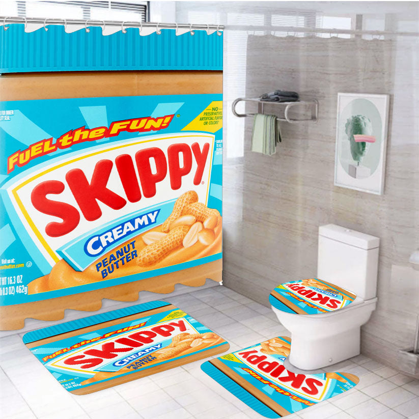 Skippy Creamy Peanut Butter 2 4Pcs Bathroom Set Shower Curtain