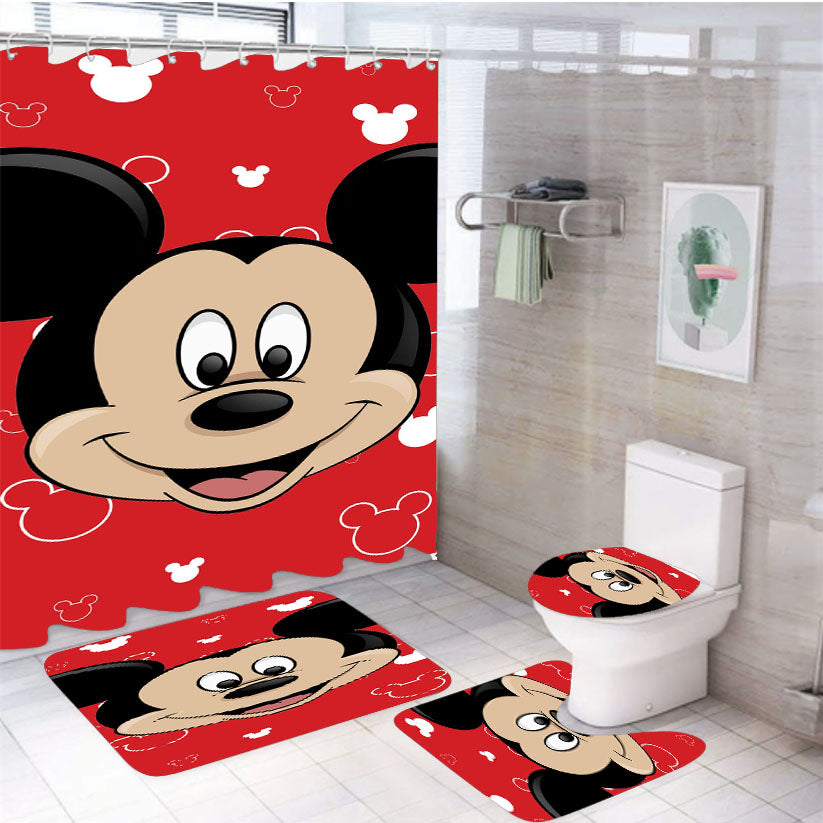 Smile Mickey Mouse 4Pcs Bathroom Set Shower Curtain