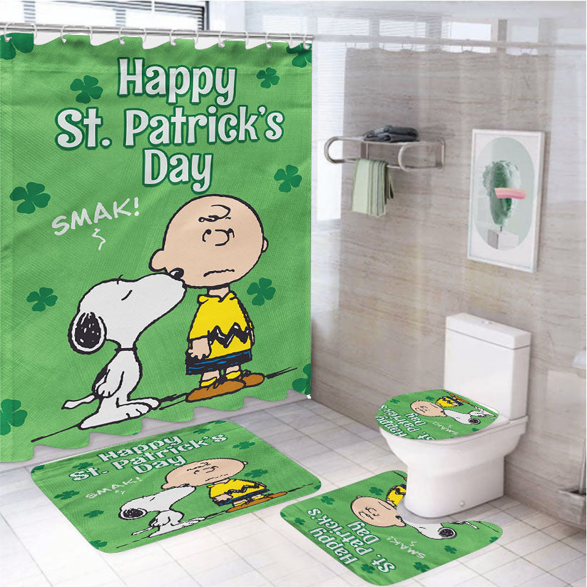 Snoopy And Charlie Brown St 4Pcs Bathroom Set Shower Curtain