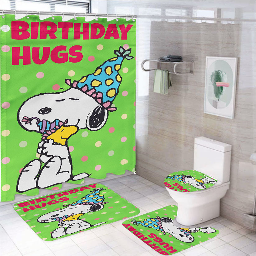 Snoopy Birthday 4Pcs Bathroom Set Shower Curtain
