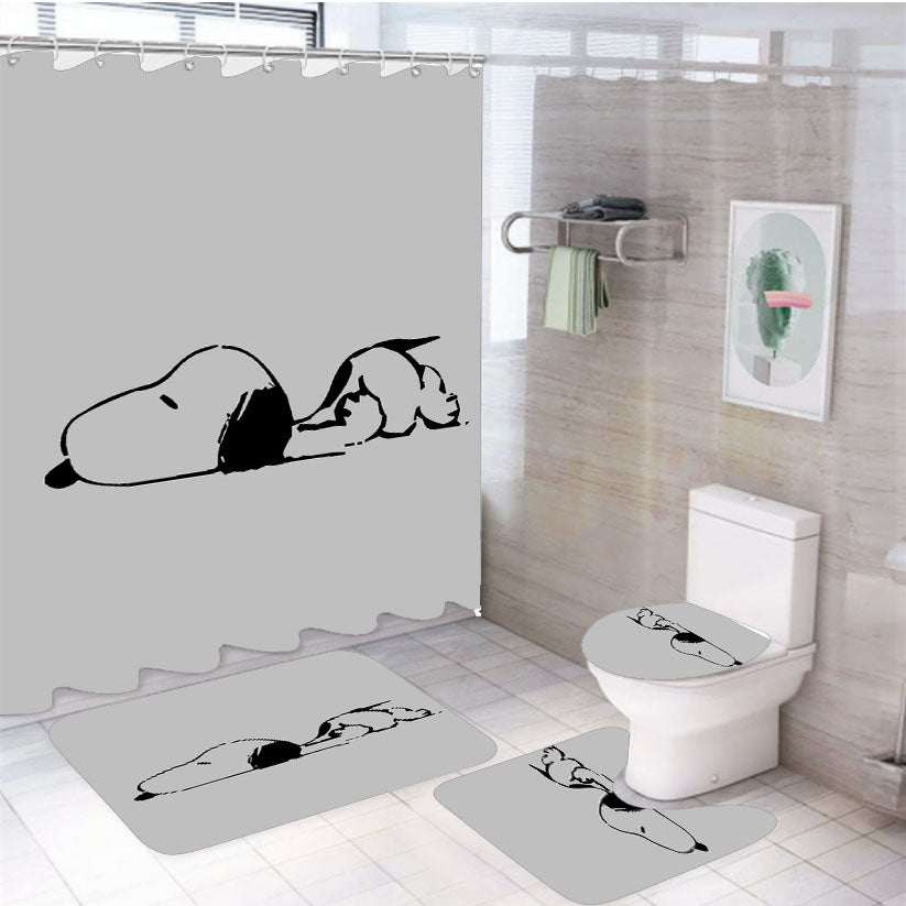 Snoopy Dog 4Pcs Bathroom Set Shower Curtain