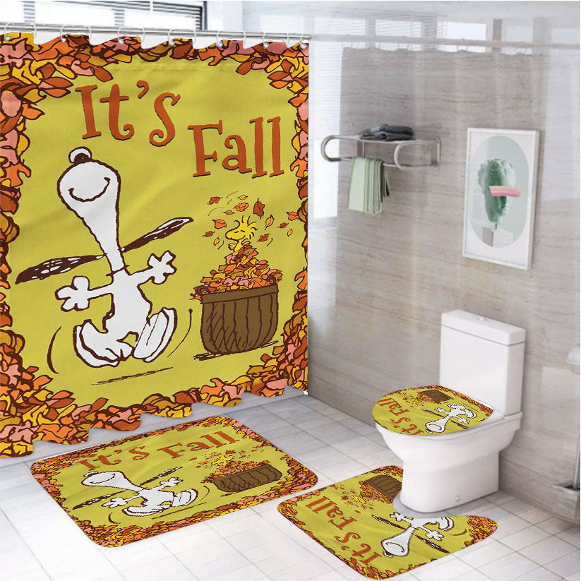 Snoopy Fall 4Pcs Bathroom Set Shower Curtain