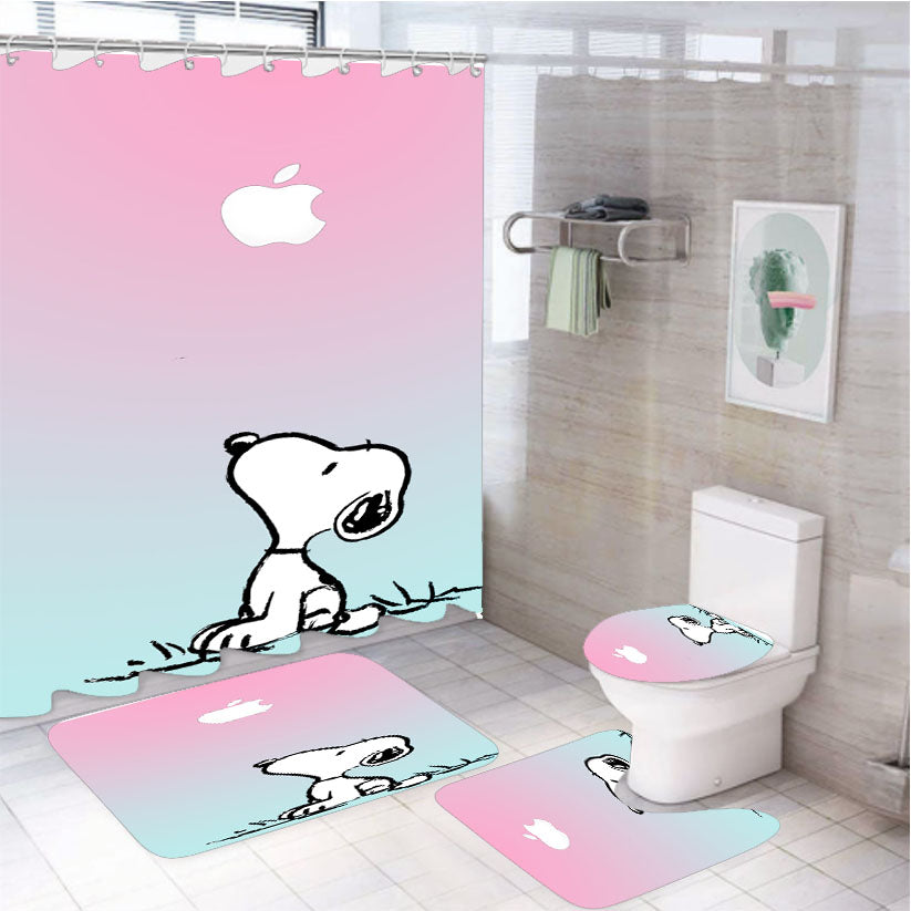 Snoopy Gradient Pink Mint 4Pcs Bathroom Set Shower Curtain