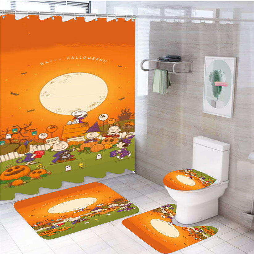 Snoopy Halloween 4Pcs Bathroom Set Shower Curtain