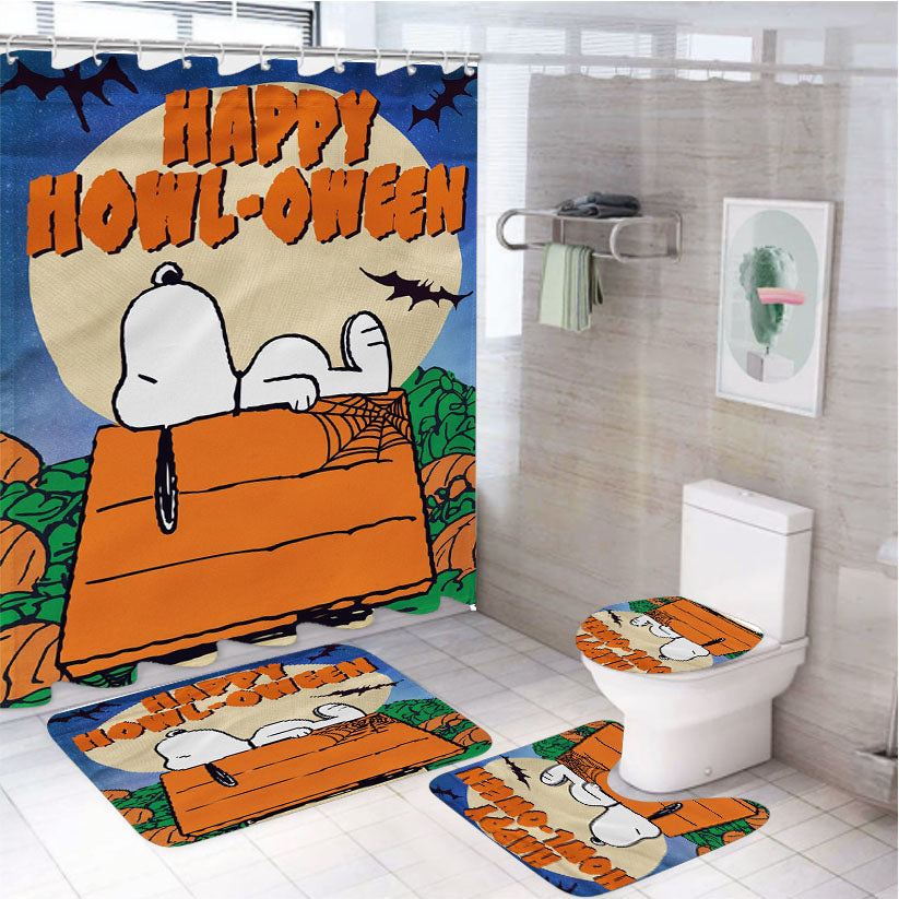 Snoopy Halloween 2 4Pcs Bathroom Set Shower Curtain