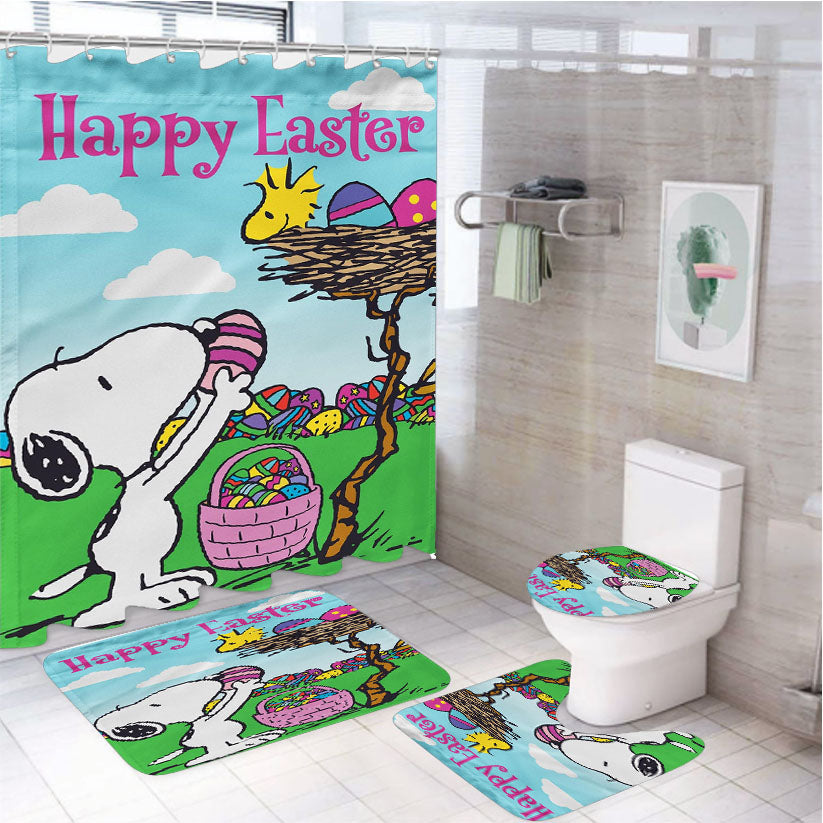 Snoopy Peanuts Easter 4Pcs Bathroom Set Shower Curtain