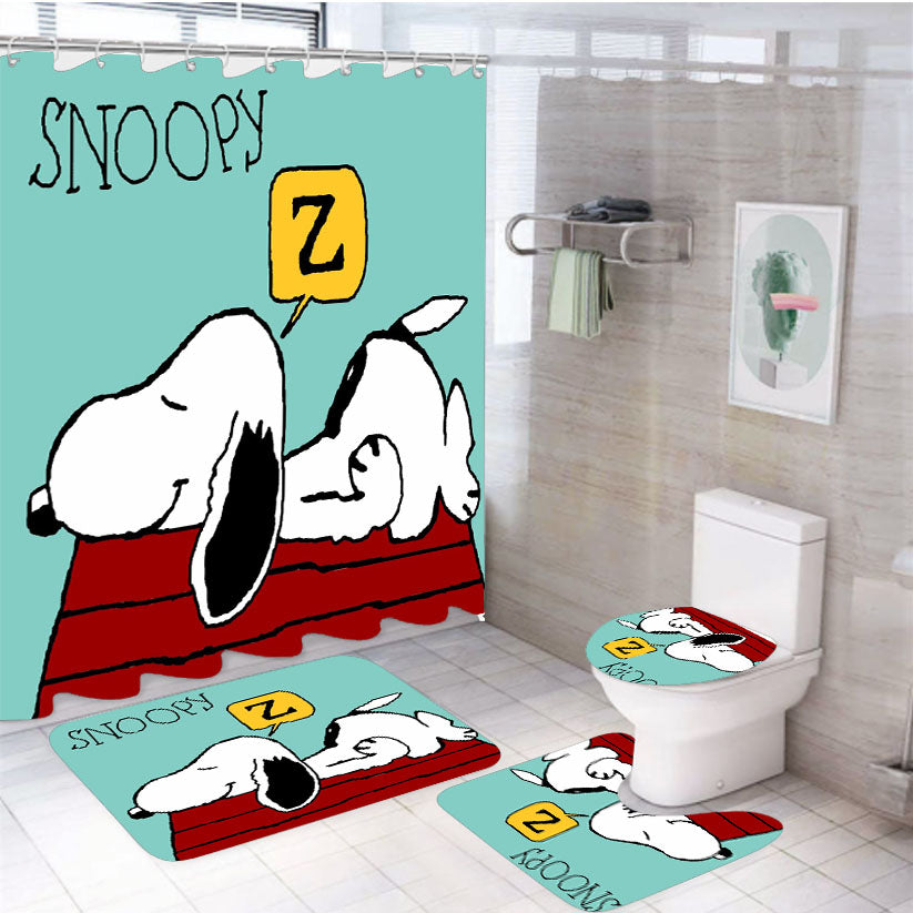 Snoopy Sleep 4Pcs Bathroom Set Shower Curtain
