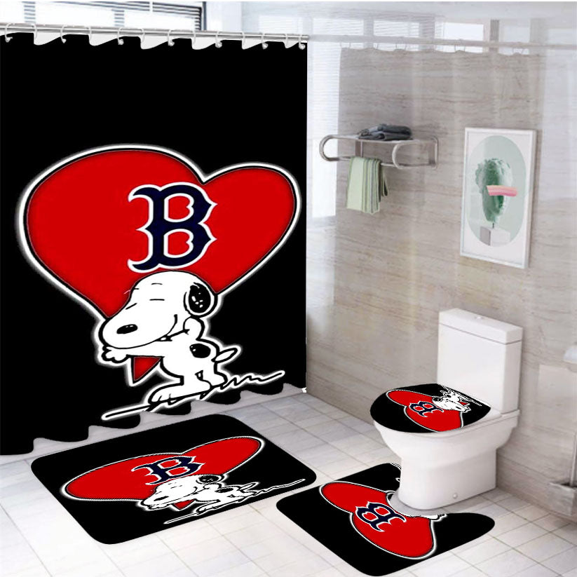 Snoopy Steelers Love 4Pcs Bathroom Set Shower Curtain