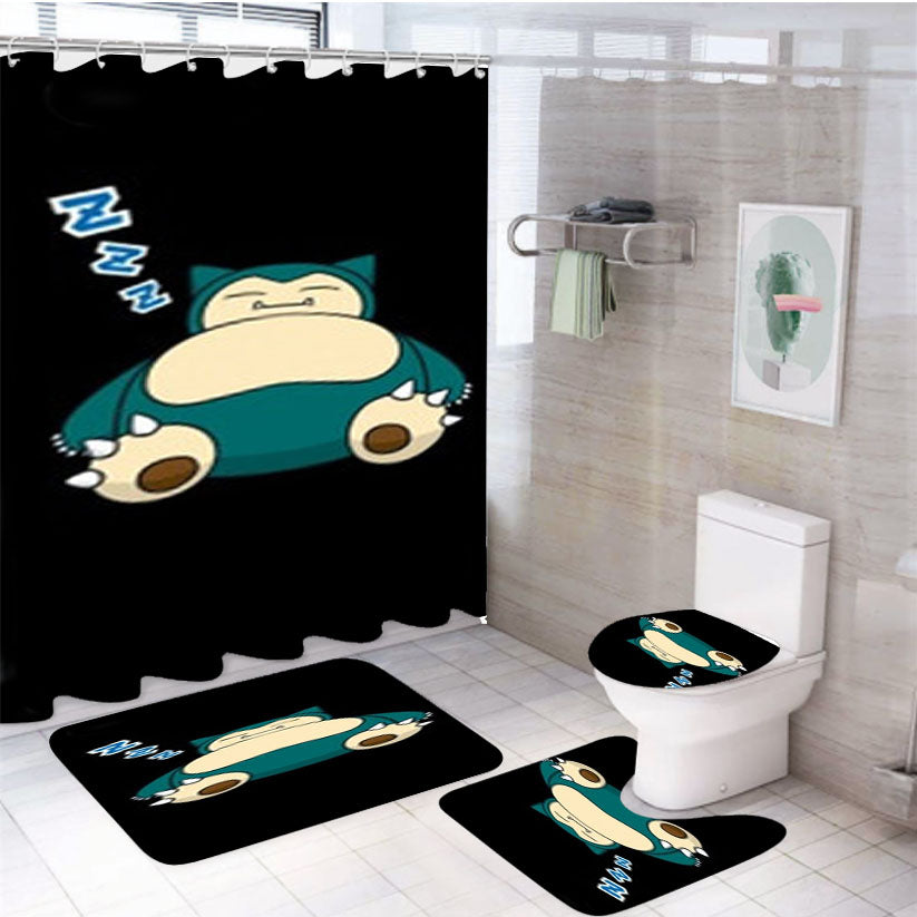 Snorlax 4Pcs Bathroom Set Shower Curtain