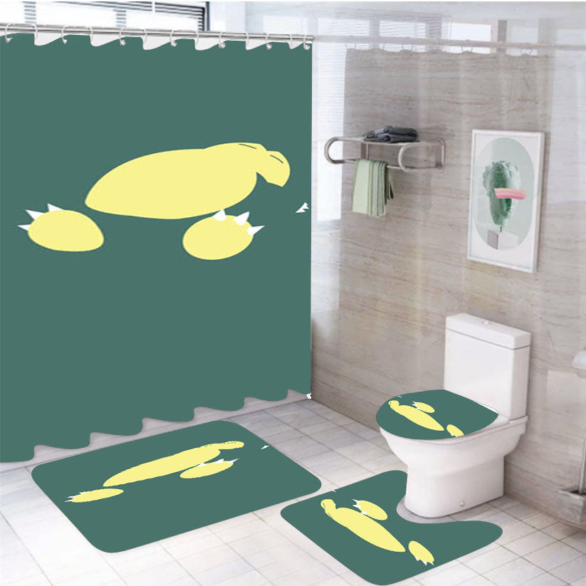 Snorlax Art 4Pcs Bathroom Set Shower Curtain
