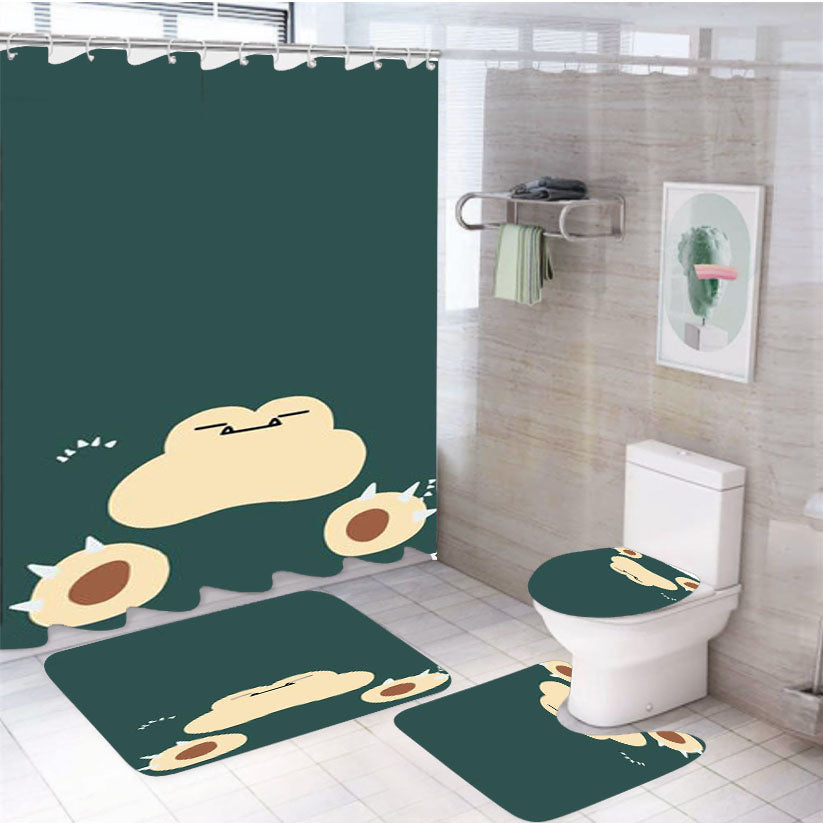 Snorlax Cartoon 4Pcs Bathroom Set Shower Curtain