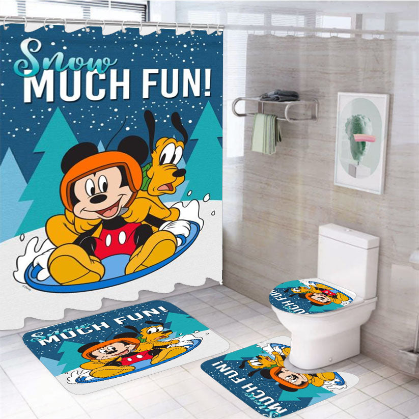 Snow Much Fun Mickey 4Pcs Bathroom Set Shower Curtain