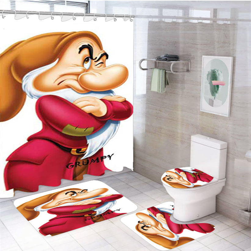 Snow White Grumpy 4Pcs Bathroom Set Shower Curtain