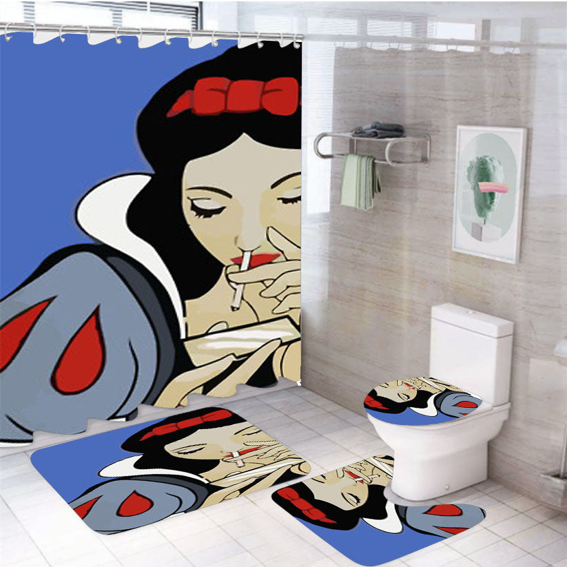 Snow White Punk Smoking 4Pcs Bathroom Set Shower Curtain