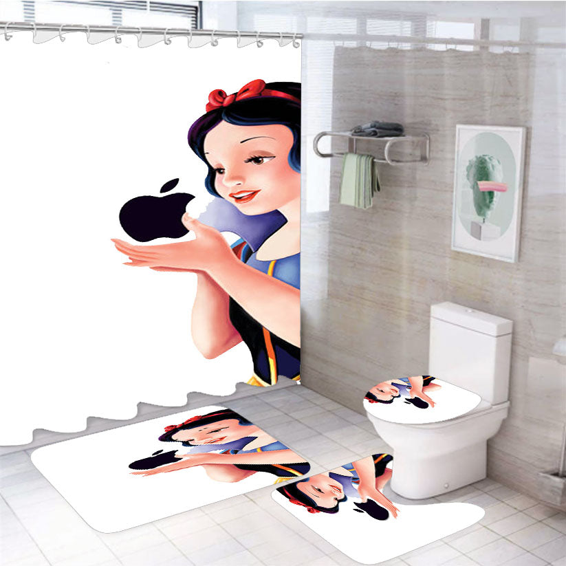 Snow White Snow Case 4Pcs Bathroom Set Shower Curtain