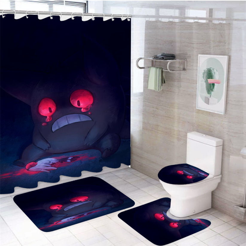 So Sad Gengar Pokemon 4Pcs Bathroom Set Shower Curtain