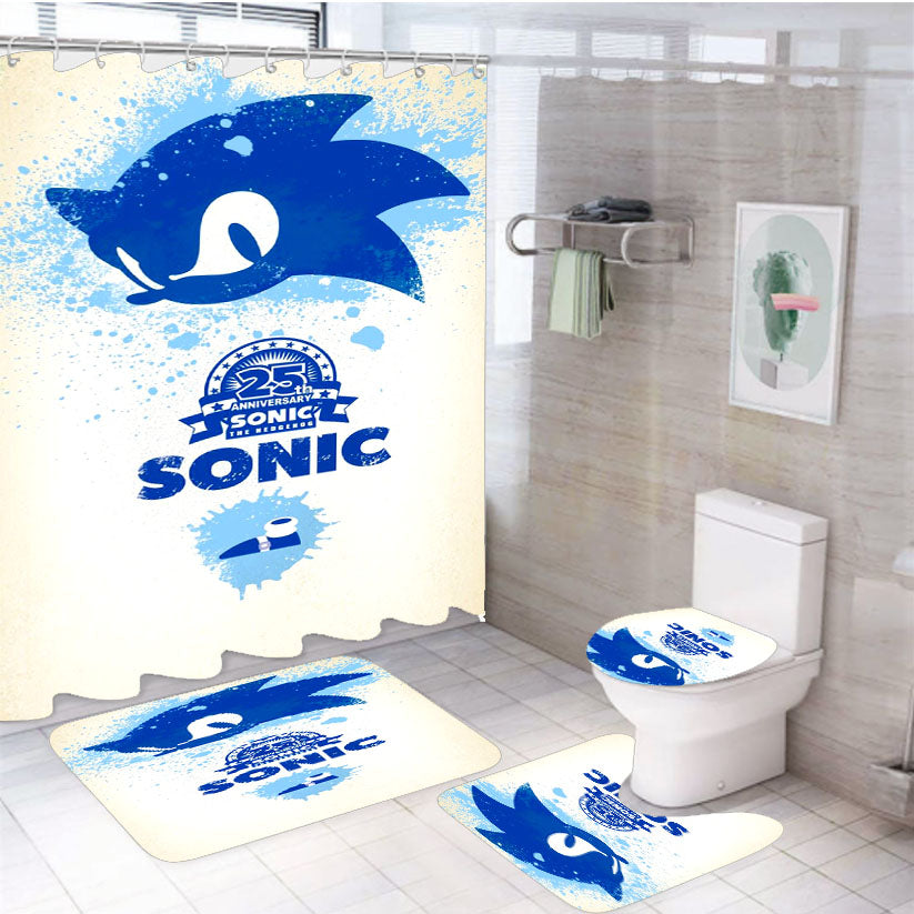 Sonic 25 Years 4Pcs Bathroom Set Shower Curtain