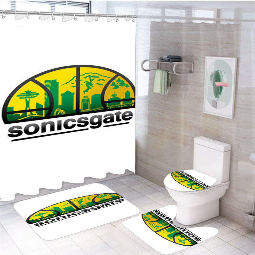Sonicsgate 4Pcs Bathroom Set Shower Curtain
