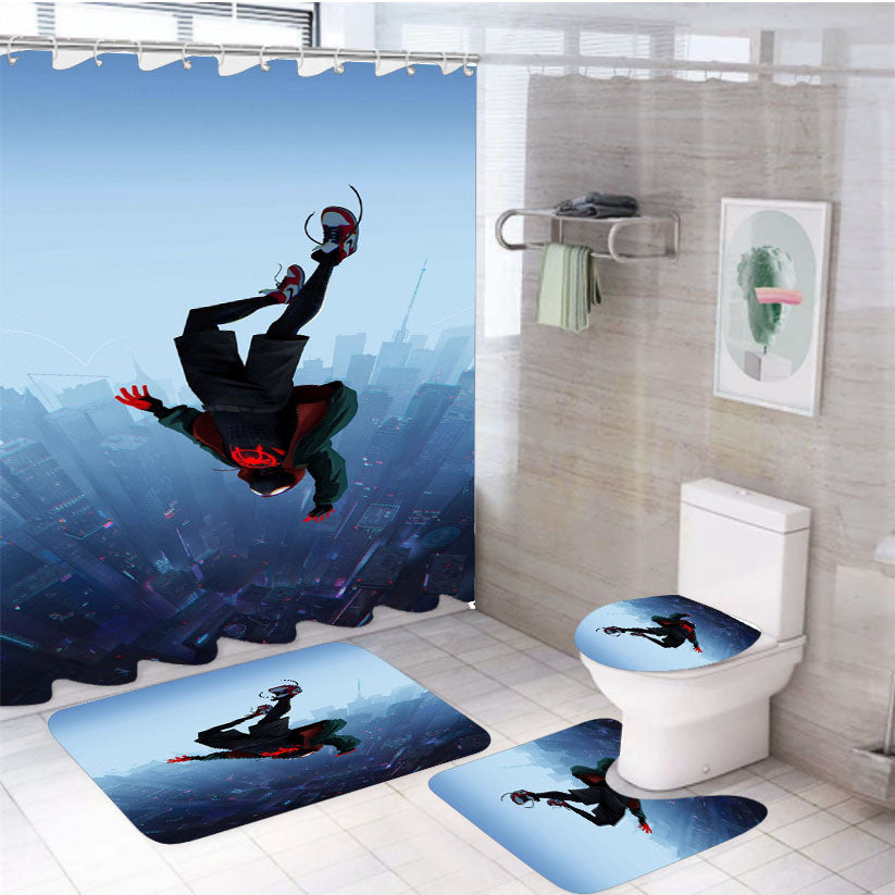 Spider-Man Into The Spider-Verse 1 4Pcs Bathroom Set Shower Curtain